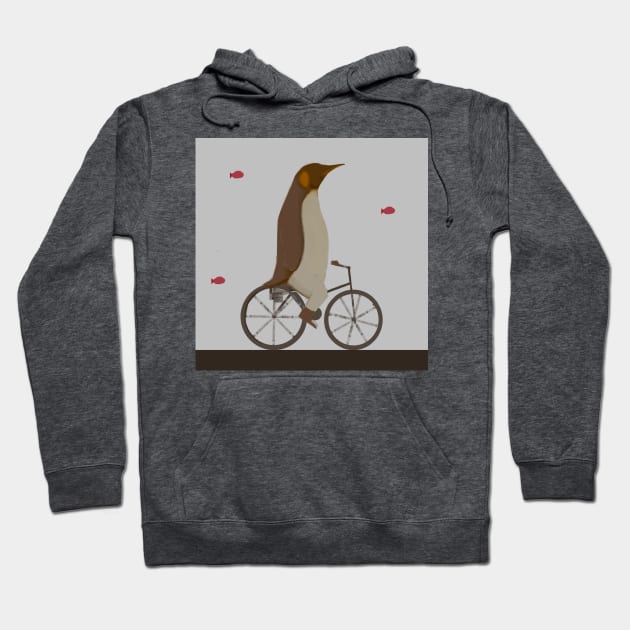 Penguin on Bicycle Hoodie by JHeavenor